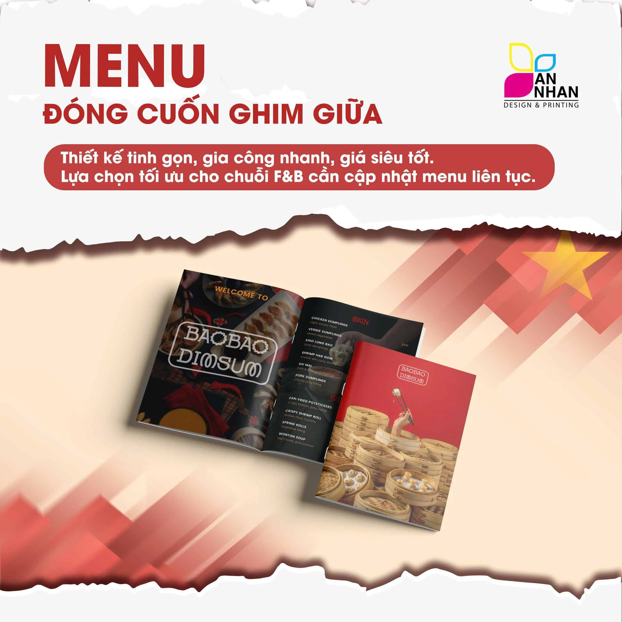 Menu đ&oacute;ng cuốn ghim 